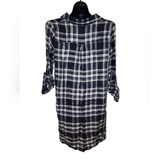 ReOrder Navy Plaid Shirt Dress XL NEW - Picture 2 of 5